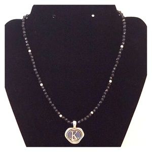 Black & Silver “K” Monogram Necklace!